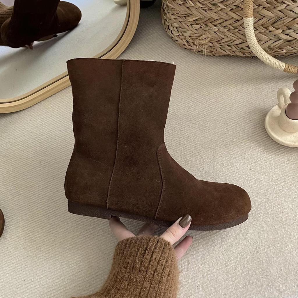 Two-wear Snow Boots Women's Winter 2025 New Mori Retro Lamb Wool Short Boots Velvet Cotton Shoes