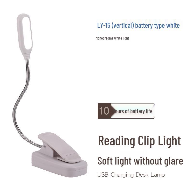 USB Charging LED Desk Lamp with Eye Protection & Flexible Hose Clip for Dorms and Bedside Use