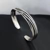 Wave Weave Personalized Minimalist Silver Punk Bracelet - Open Design Bangle