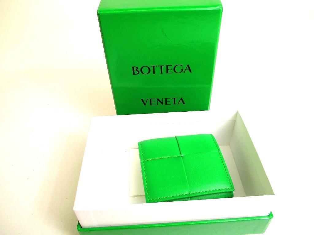 Authentic BOTTEGA VENETA Intrecciato Green Leather Cassette Folded Coin Purse #9950  Refurbished