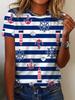 Summer Anchor Stripe 3D Print T-Shirts Women Casual Short Sleeve Round Neck T Shirt Harajuku Y2K Tees Top Female Street Clothing