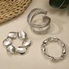 3 Pcs/Set Exaggerated Geometric Bangle Metal Women's Hand Bracelet Delicate Bracelet Set  Women