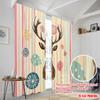 2pcs,2D Plane Printing Creative Curtains Deer Christmas Holiday Winter (2) Versatile 100% Polyester (without Rod) Festive Use
