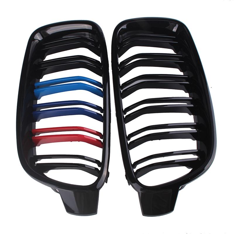 Frontstoßstangengrill, Nierengitter, einzelne Doppellamellen, passend für BMW 3er-Serie F30 F31 F35 2012–2017, MSport-Styling-Trim-Auto