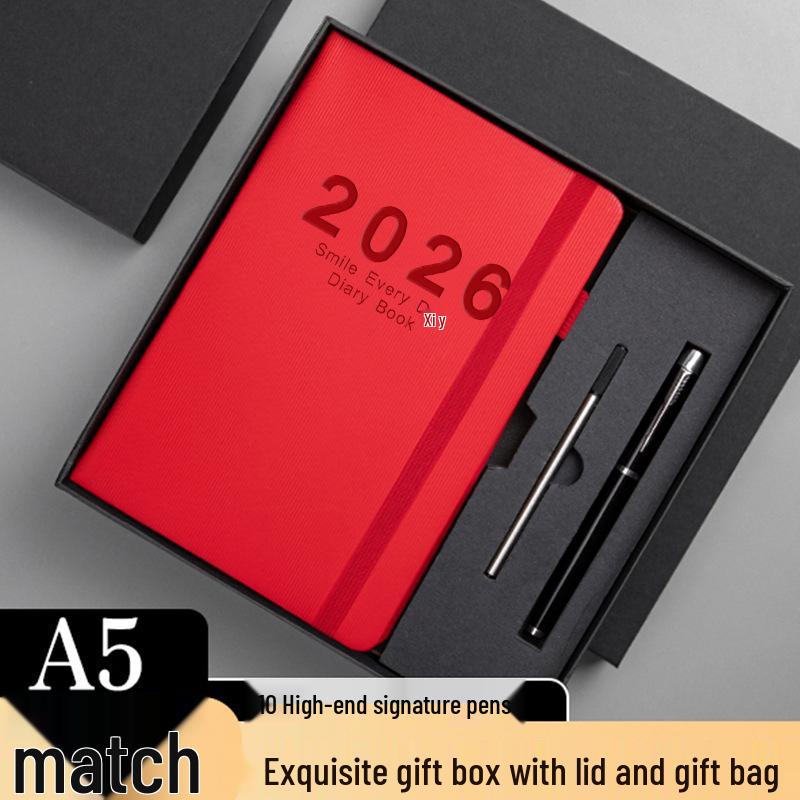 2026 Agenda Efficiency Planner: New Model Manual Binding, Ribbon Souvenir, Stationery Schedule Book for Efficient Office Use
