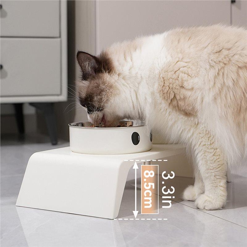 M-Modern-Elevated Pet Dog Feeder Bowls Raised Stand Double Stainless Steel Food Water Bowls