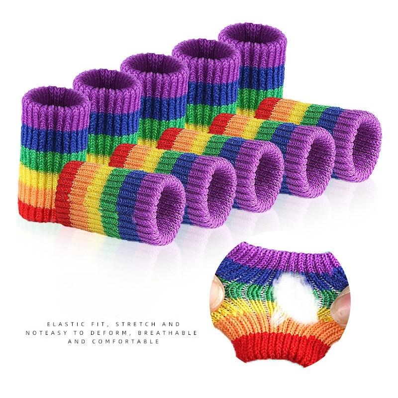 10pcs New Arrival Rainbow Finger Guards - Breathable Nylon Protective Sleeves for Sports, Basketball, Badminton