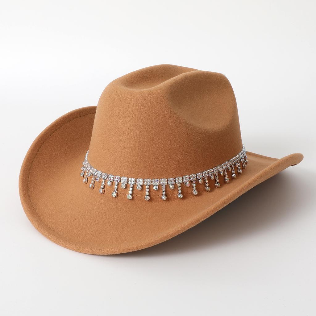 European and American Colored Diamonds Western Cowboy Top Hat Men and Women Travel Casual Top Hat Party Jazz Hat Outdoor Horseback Riding