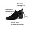 Fashion NEW Spring/Autumn Women Loafers Sheep Suede Leather Shoes for Women Pointed Toe Chunky Heel Soft Shoes Black Zipper Women Pumps