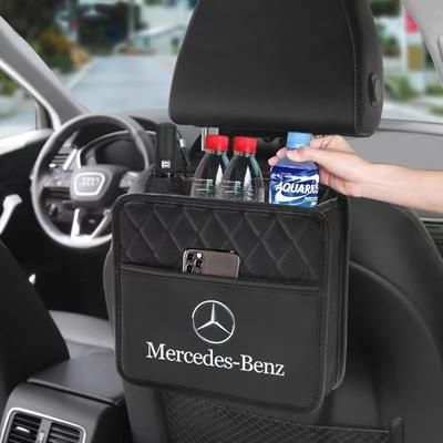 Car Storage Baskets Car Seat Back Organizer PU Leather Backseat Garbage Bag for Mercedes Benz New B/C/E Class A Class C200L GLC E2