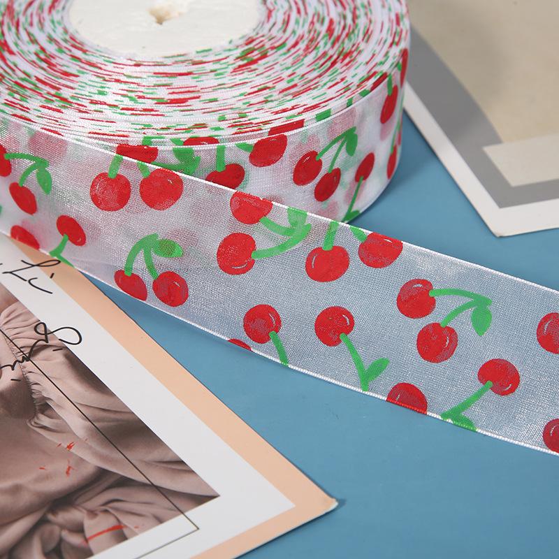 Transparent Snow Yarn Tape, Korean Yarn Printing Cherry Diy Xiaoxiangfeng Gift Packaging Gift Box Decoration, Printing Tape