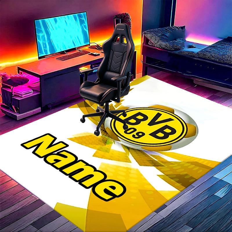 Custom Name Personalized Borussia Dortmund Print Carpet, Versatile Home Decor Rug, for Playroom, Apartment, Balcony, Entryway, Hallway Gift