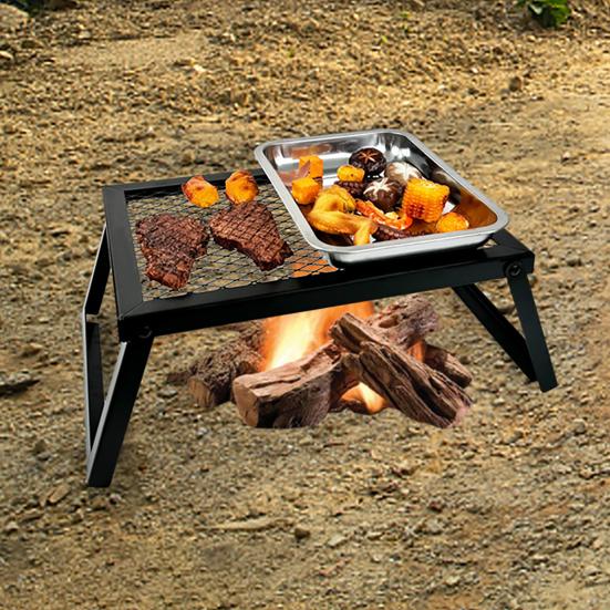 Folding Campfire Grill Heavy Duty Grate Portable Camp Fires Cooking Racks Lightweight Grilling Rack for Outdoor BBQ Picnic