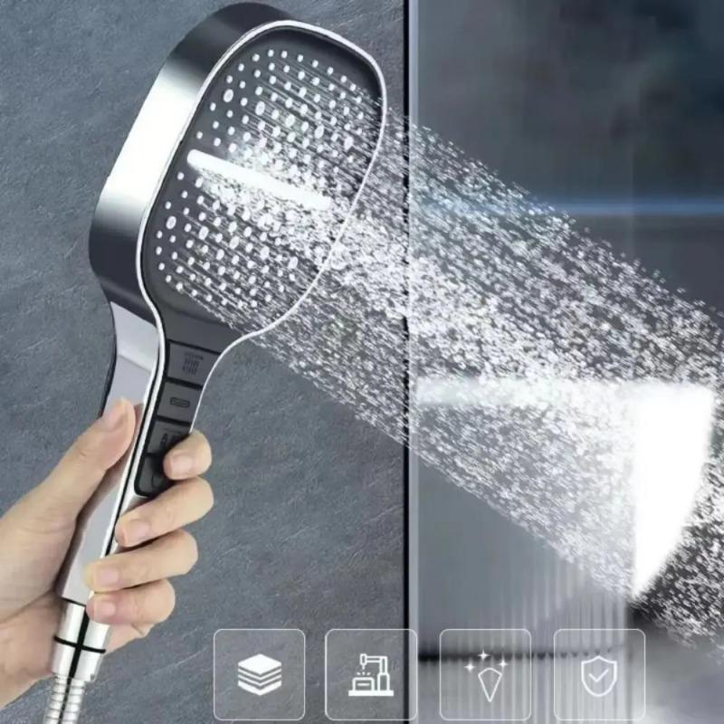 High Pressure Large Panel Shower Head Square 13CM Bathroom Shower Head Filter Element 3 Mode Bathroom Shower Tool Home Shower
