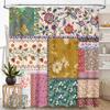 Patchwork Duschvorhang, Vintage Patchwork Boho Floral Blume Bohemian Bunt Frühling Retro Muster Nähte Bohemian