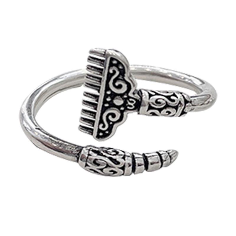 Lan Zhi 925 Sterling Silver Retro Chinese Style Adjustable Index Finger Ring for Women