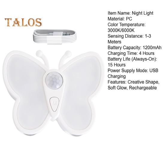 LED Schmetterling Nachtlicht Einstellbare Helligkeit USB Aufladbare Smart Motion Sensor Drahtlose Nachtlicht Nachttisch Lampe