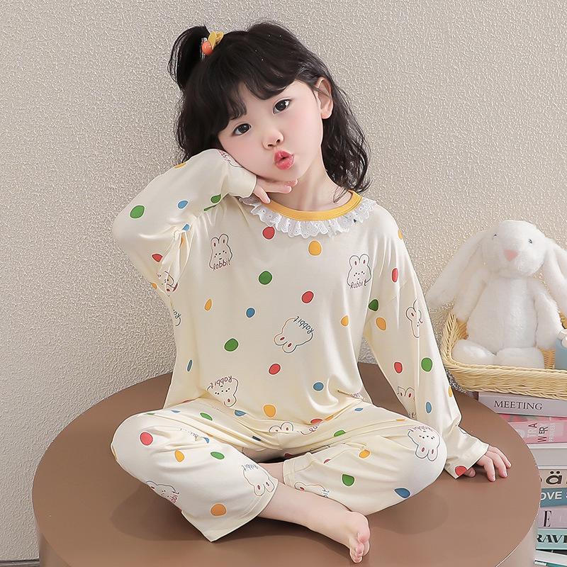 

Girls Modal Pajama Set - Long Sleeve Homewear for Spring and Autumn 110cm (suggested 100-110 cm height)