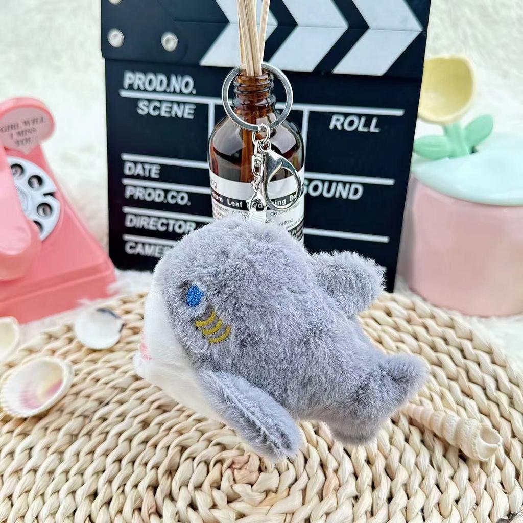 Cute Plush Shark Keychain: Biting Hand Stuffed Animal Charm