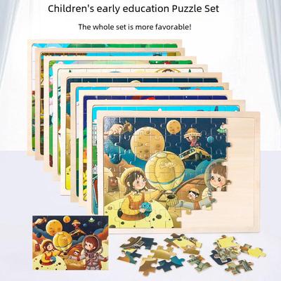 Set de puzzle-uri pentru educația timpurie cu 60 de piese și personaje de desene animate: Aventură în junglă, salvare prin pompieri și mai multe jucării