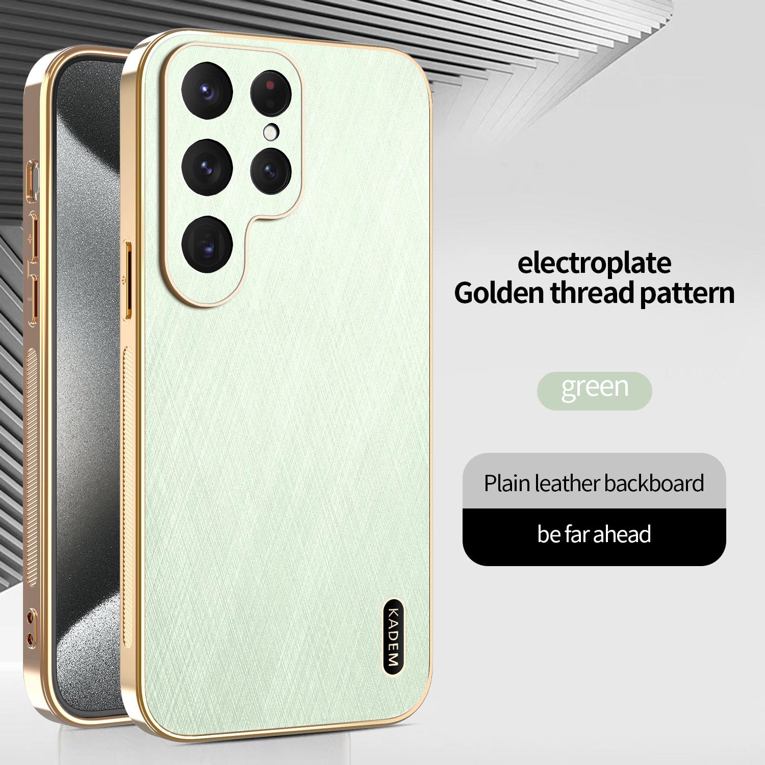 

Luxury Bamboo Leather Phone Case For Samsung Galaxy S25 S24 S23 S22 S21 FE Note20 Plus Ultra-thin Electroplate Silicone Cover For Galaxy S21 зелёный