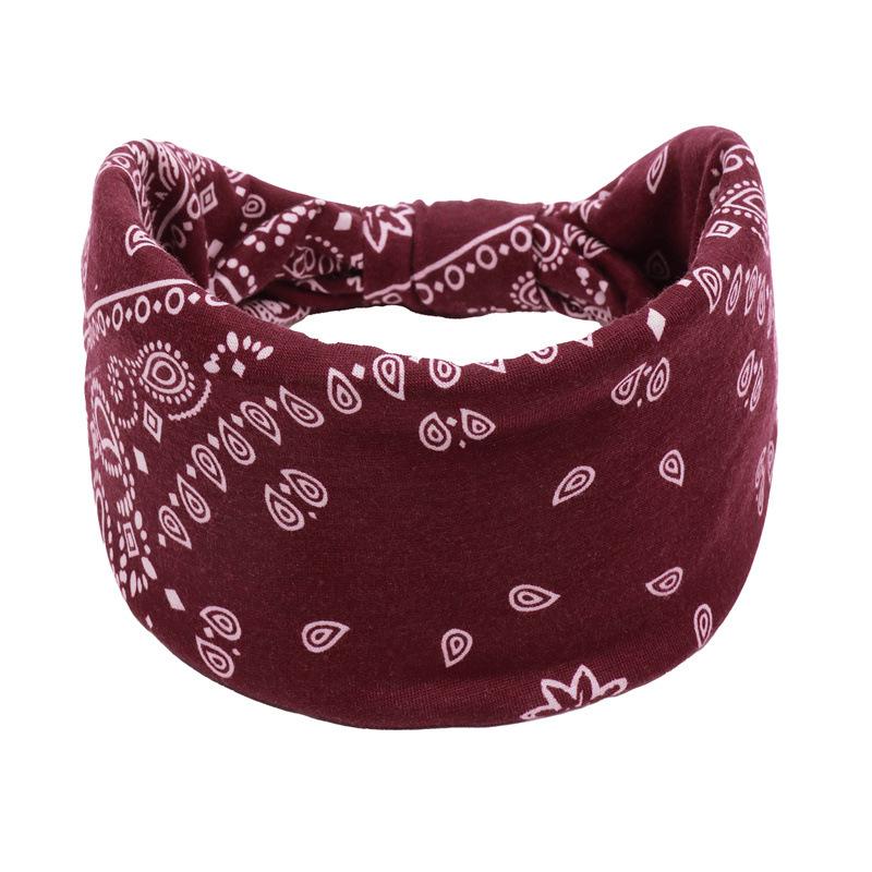 Bohemian Cashew Yoga Übung Stirnband Anti Schweiß und Feuchtigkeit Absorbieren Elastische Baumwolle Stirnband Knoten Stirnband