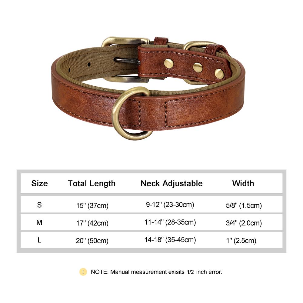 

PU Leather Dog Collar Soft Padded Puppy Dog Collars Adjustable Pet Necklace With D Ring Durable For Small Medium Large Dogs Pug S