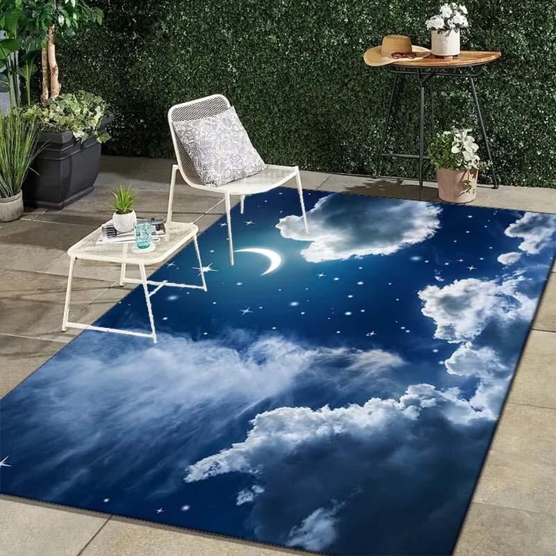 

3D Summer Night Sky Printed Rug - Outdoor Patio Garden Yard Decoration, Area Rug for Bedroom & Living Room Decor, Crystal Velvet 60x90cm