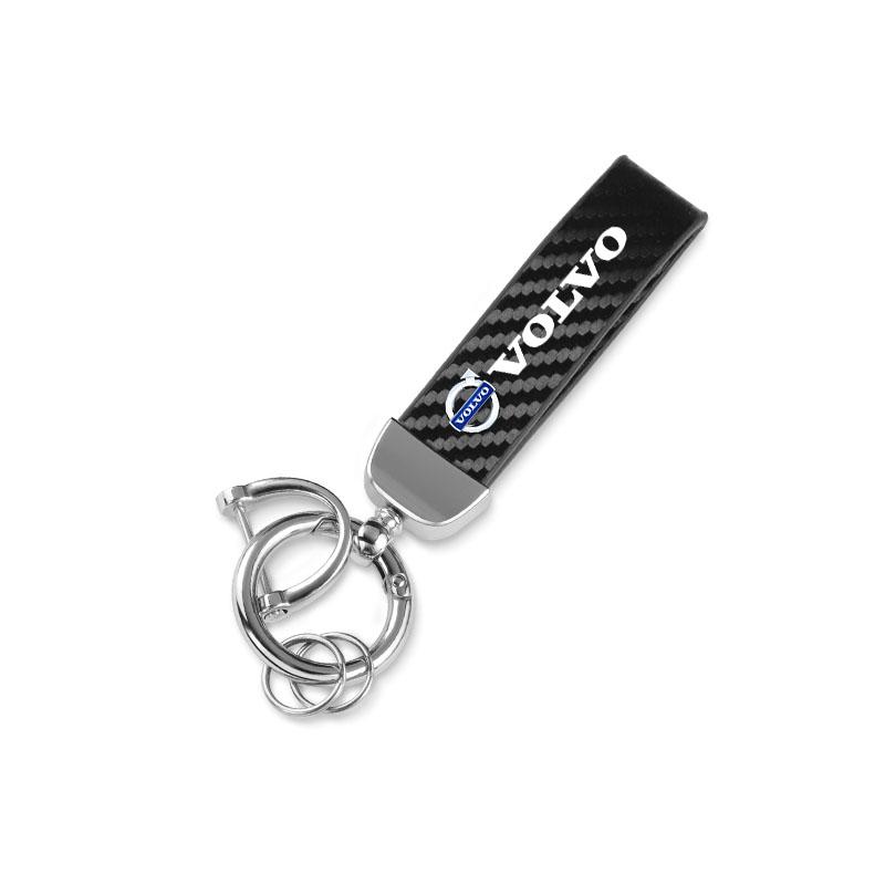 Car Carbon Leather Keychain Car Logo Key Ring Accessories For Volvo XC90 XC60 V50 S60 V70 V60 V40 S90 Olestar AWD XC40 S80 T6 V
