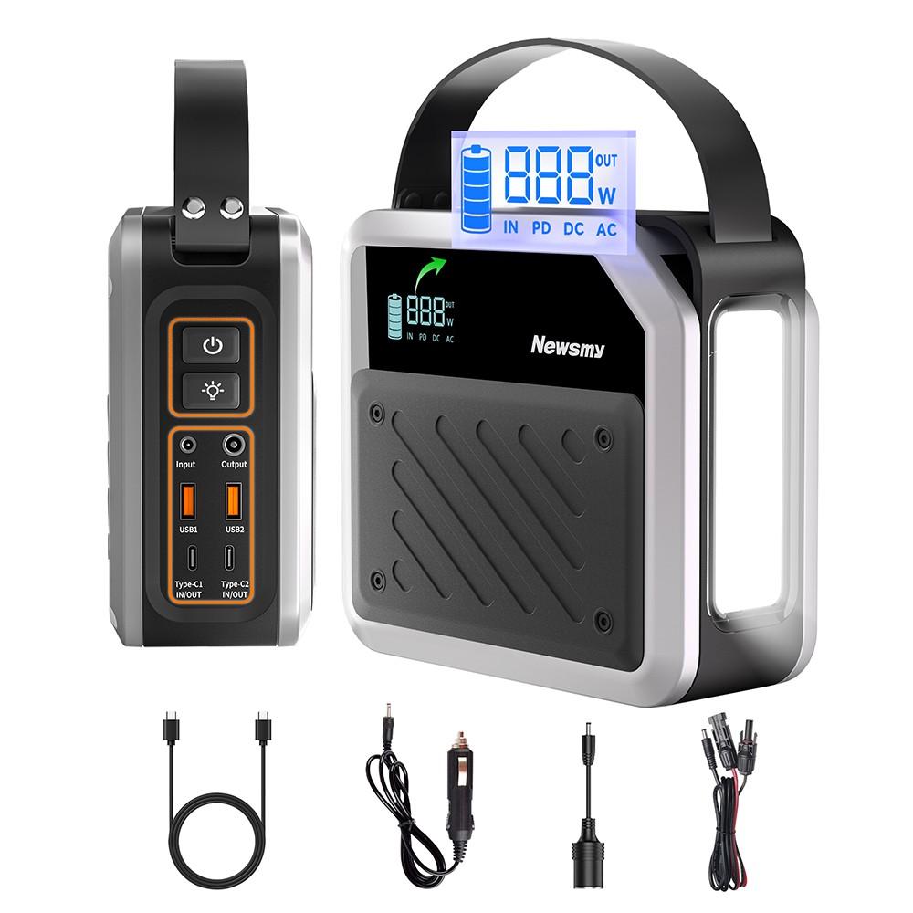 NEWSMY P72 Portable Power Station, 268W 270Wh/72000mAh LiMnFePO4 Battery with Spotlight, 2×100W USB-C PD, 5 Output