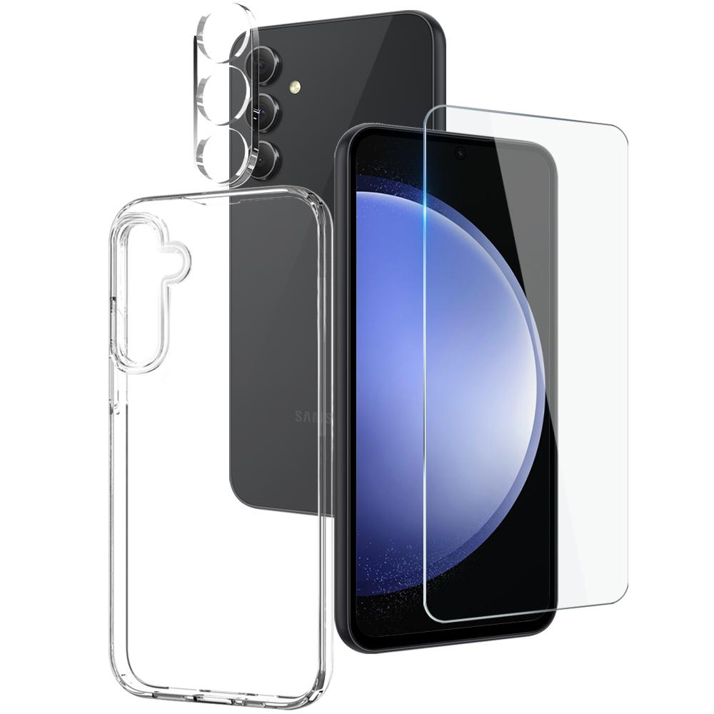 

NORTHJO For Samsung Galaxy S23 FE TPU Phone Case Set with Front Screen Protector and Lens Film A