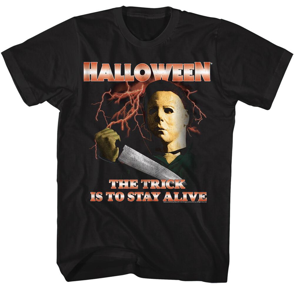 Halloween Horror Movie Neon Michael Myers Knife Lightning Bolts Men T Shirt S
