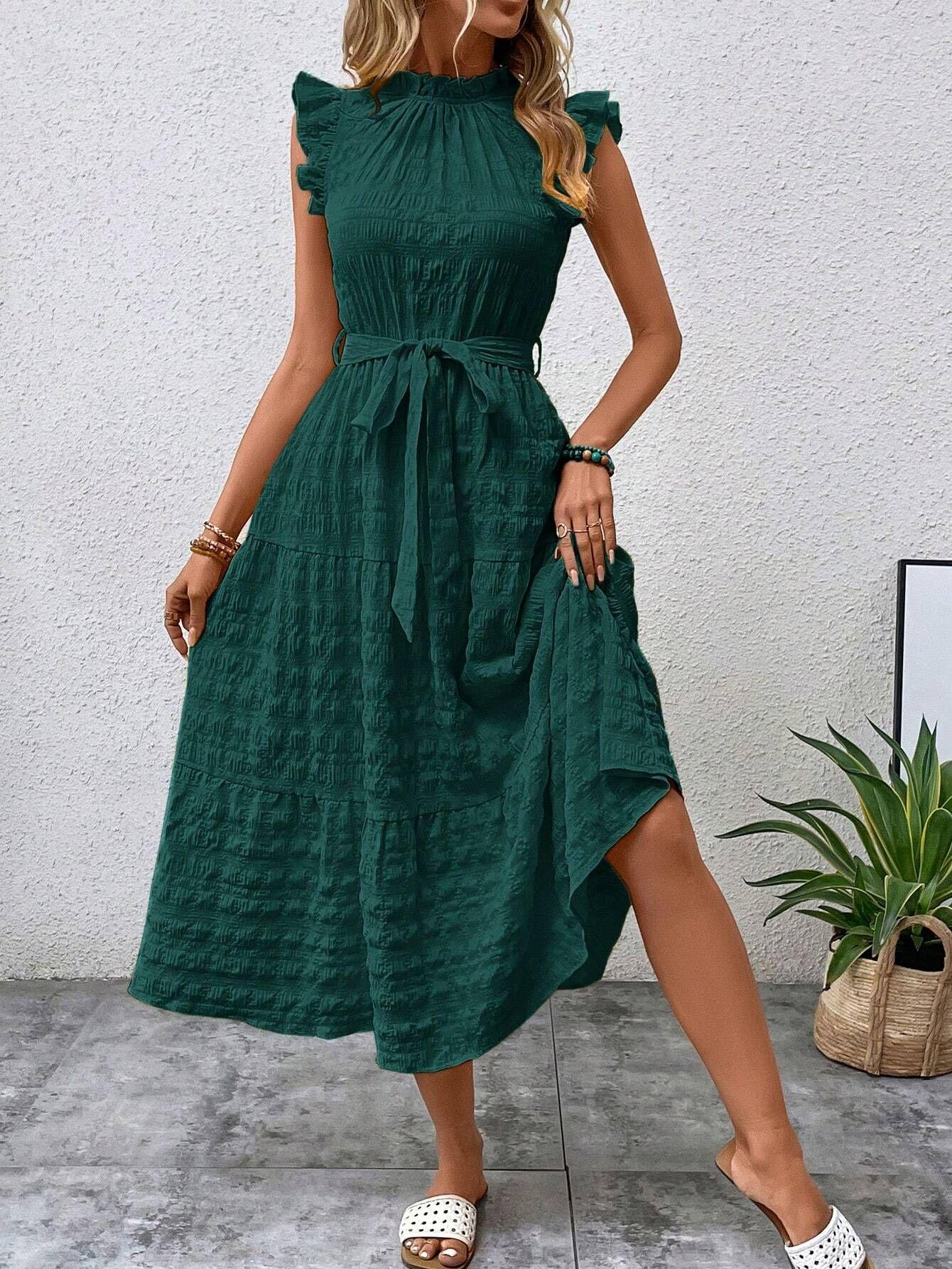 European Style Women Clothing Summer Fashion Lace Up Maxi Dress S