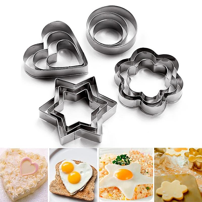 Baking Mould Baking Mould Egg Mould Stainless Steel Cookie Cutter Biscuit Diy Mold Star Heart Flower Cutter 3Pcs/Set