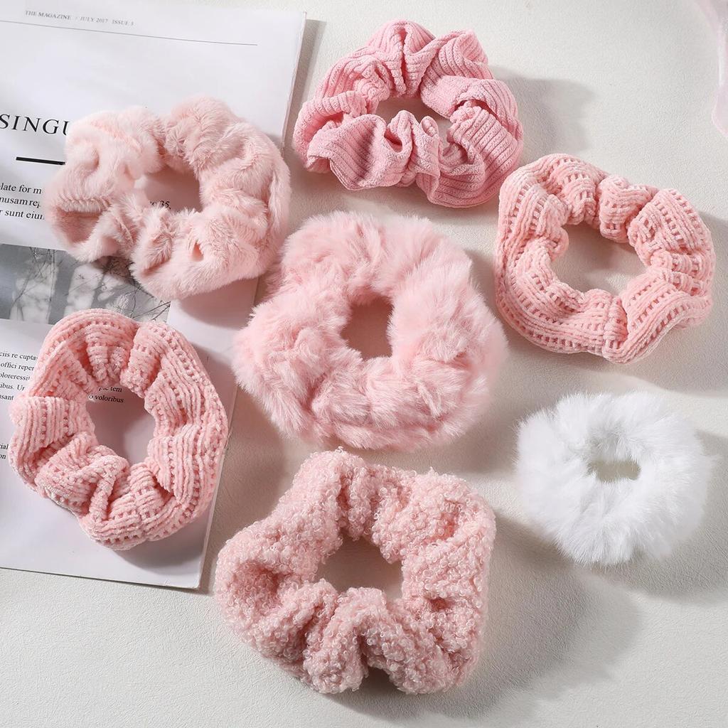 7/21 Pcs/Set Women Hair Scrunchies Set Plush Solid Hair Band for Girls Ponytail Holder Rubber Bands Hair Ties Hair Accessories