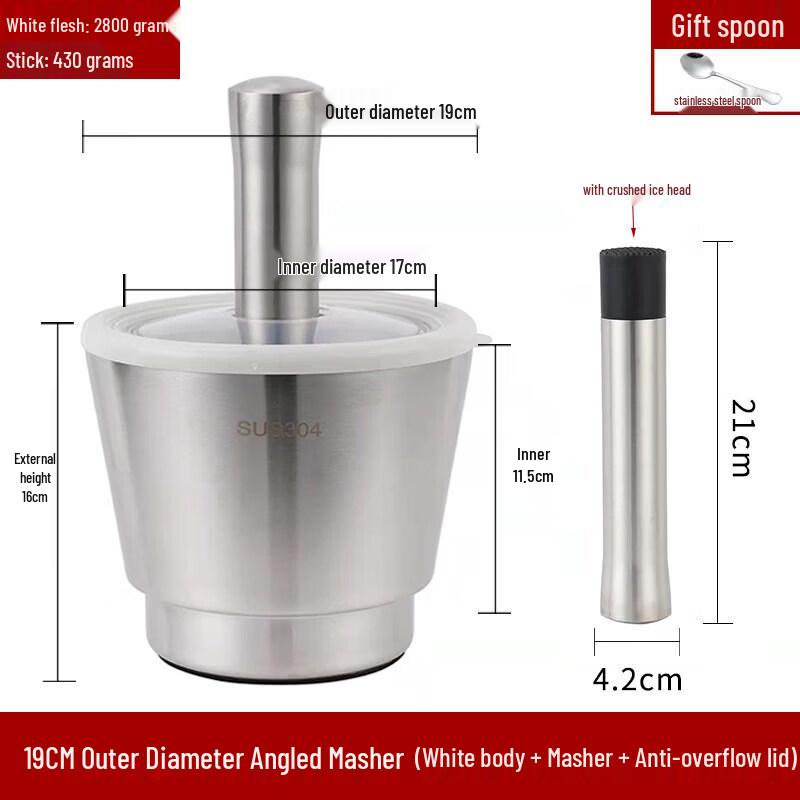 304 Stainless Steel Manual Mortar and Pestle