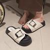 Fashion Slippers Women Summer Outside Wear New Flat Thick Bottom Leisure Beach Slipper Shoes for Women Fashion Buckle Sandals Slides