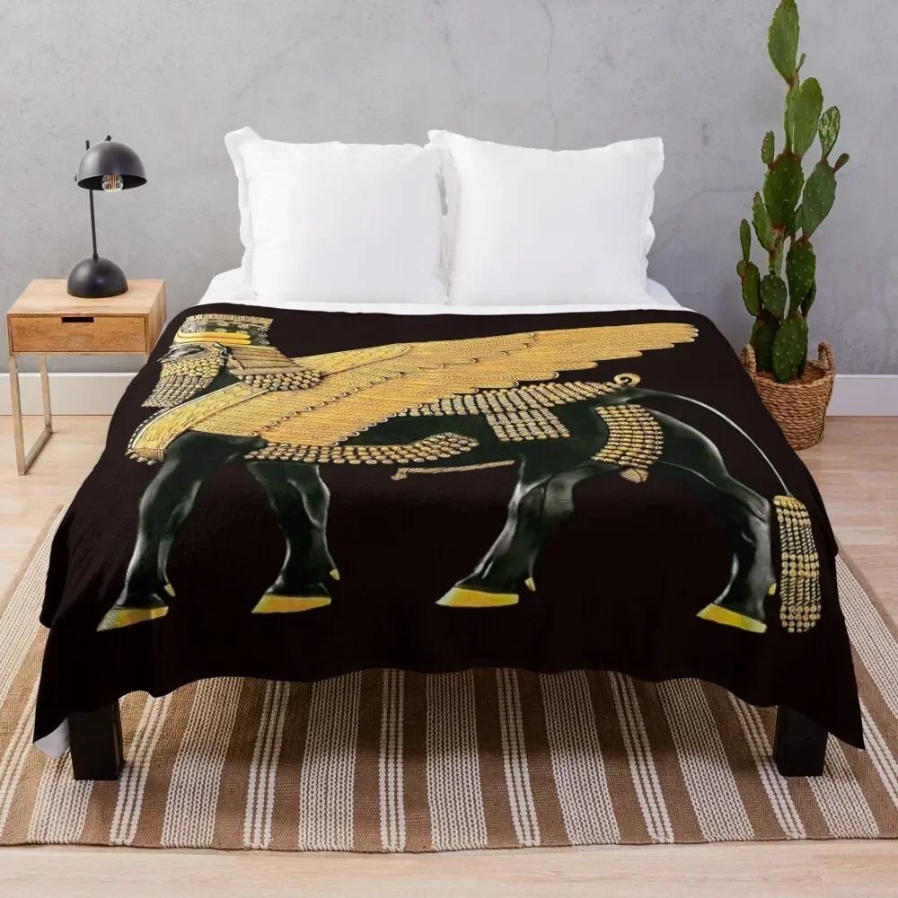 Assyrian Winged Bull Throw Blanket halloween Retros Blankets 75X95CM