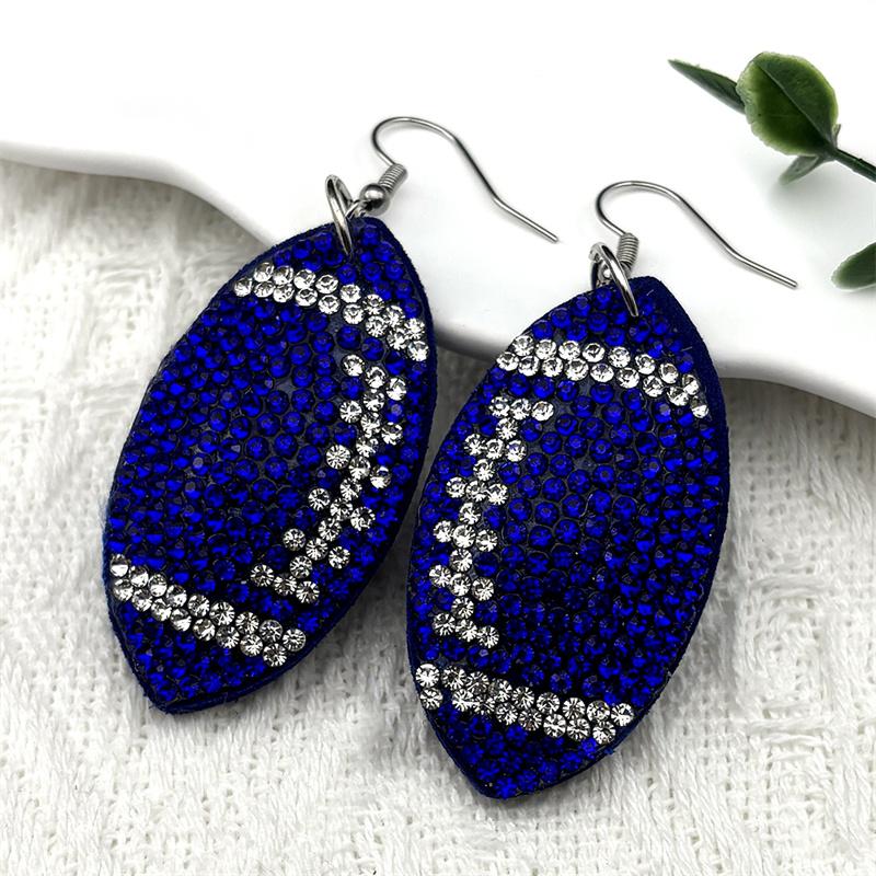 Rugby American Football Balls Dangle Earrings for Women Men Crystal Black Color Sports Style Earrings Jewelry joyeriaZZZ1063