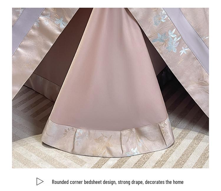 A-Class Tencel Cotton Luxury 4-Piece Bedding Set: Skin-Friendly Jacquard Satin Duvet & Fitted Sheet