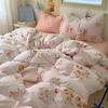 INS Cartoon Pattern Bedding Set For adults kids Fluffy pink lovely Flat Sheet With Pillowcases Colorful King Queen Full size
