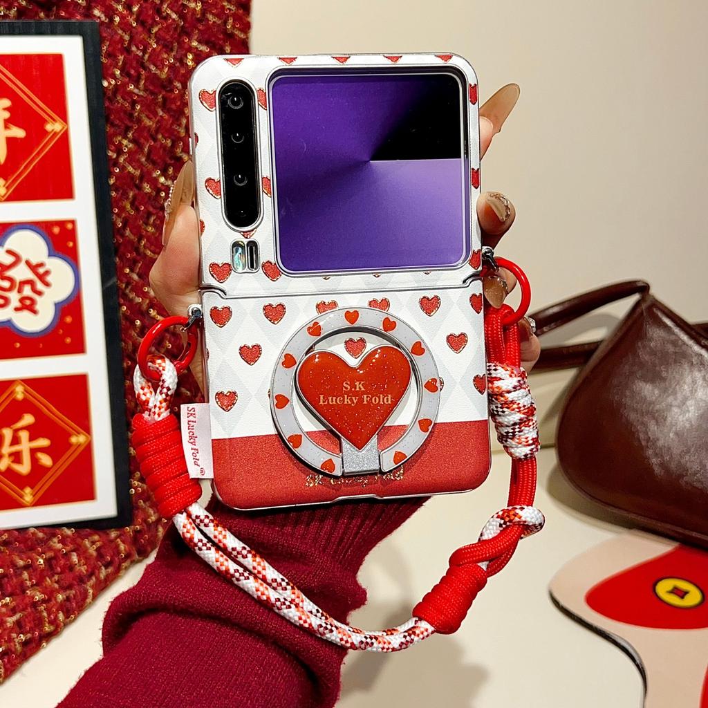 Applicable To Huawei PuraX Mobile Phone Case Puraxmax Folding Side Buckle Silver Edge Magnetic Purax Gilt Red Love