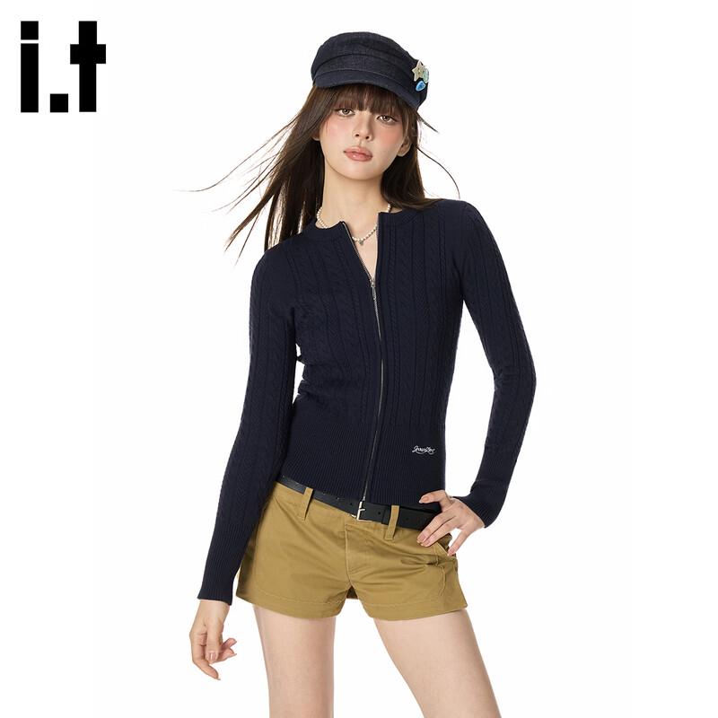 GROUND ZERO Women s Round Neck Zipper Cardigan S