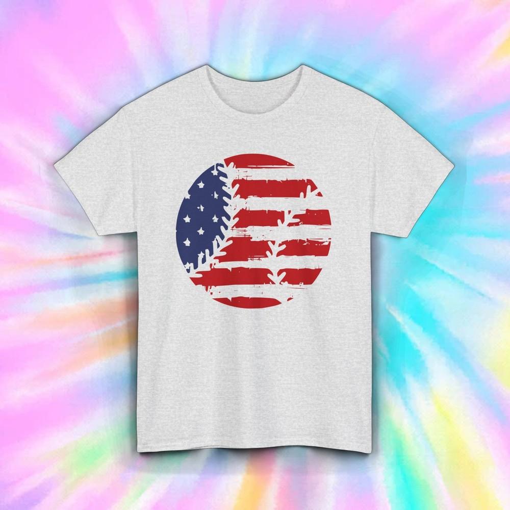 

American Flag Baseball T-Shirt | Patriotic Sports Graphic Tee | S-5XL L