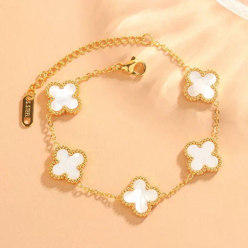 Titanium Steel Four-leaf Clover Bracelet Non-fading Double-sided Bracelet Classy Four-leaf Clover Bracelet