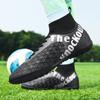 31-48 High Top High Quality Youth Soccer Shoes Broken Studs Men's Lace-up Rubber Soft Sole Big Size Soccer Boots