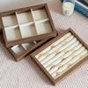 Velvet Jewelry Organizer Elegant Ring Display Holder Convenient Wood Jewelry Box  Desk