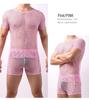 Herren Transparentes Netz-Fischnetz-T-Shirt - Verführerisches Hohlmuster