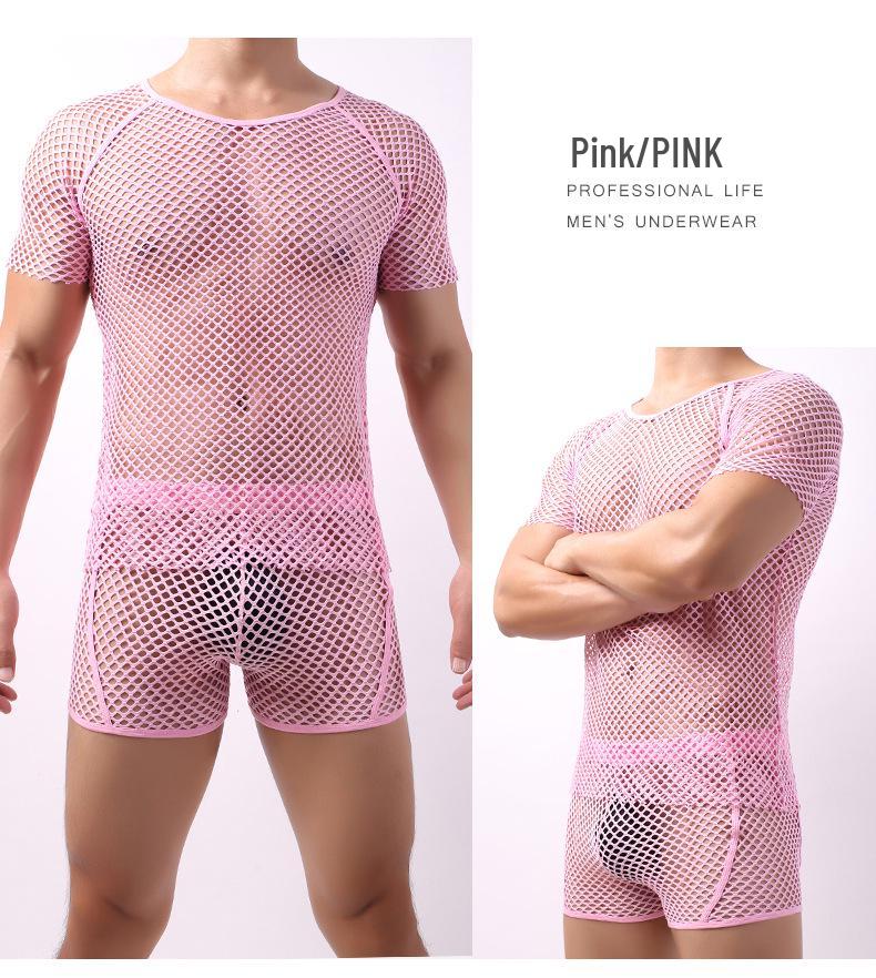 Tricou plasă transparent pentru bărbați - Design seducător decupat