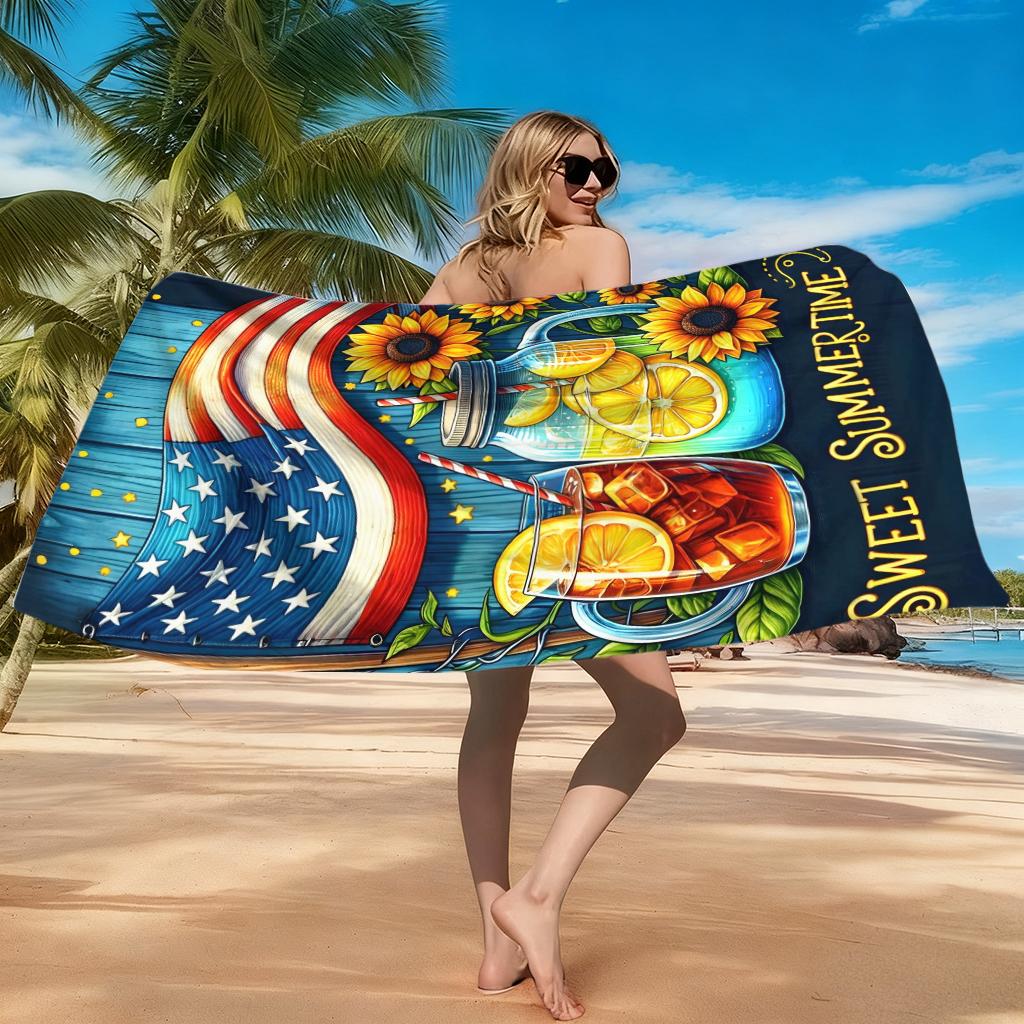 Sweet Summer Beach Towel Large Quick-Drying Towel American Flag Towel For Beach Pool Sport Yoga Gym Home Towel Sand Free Towel